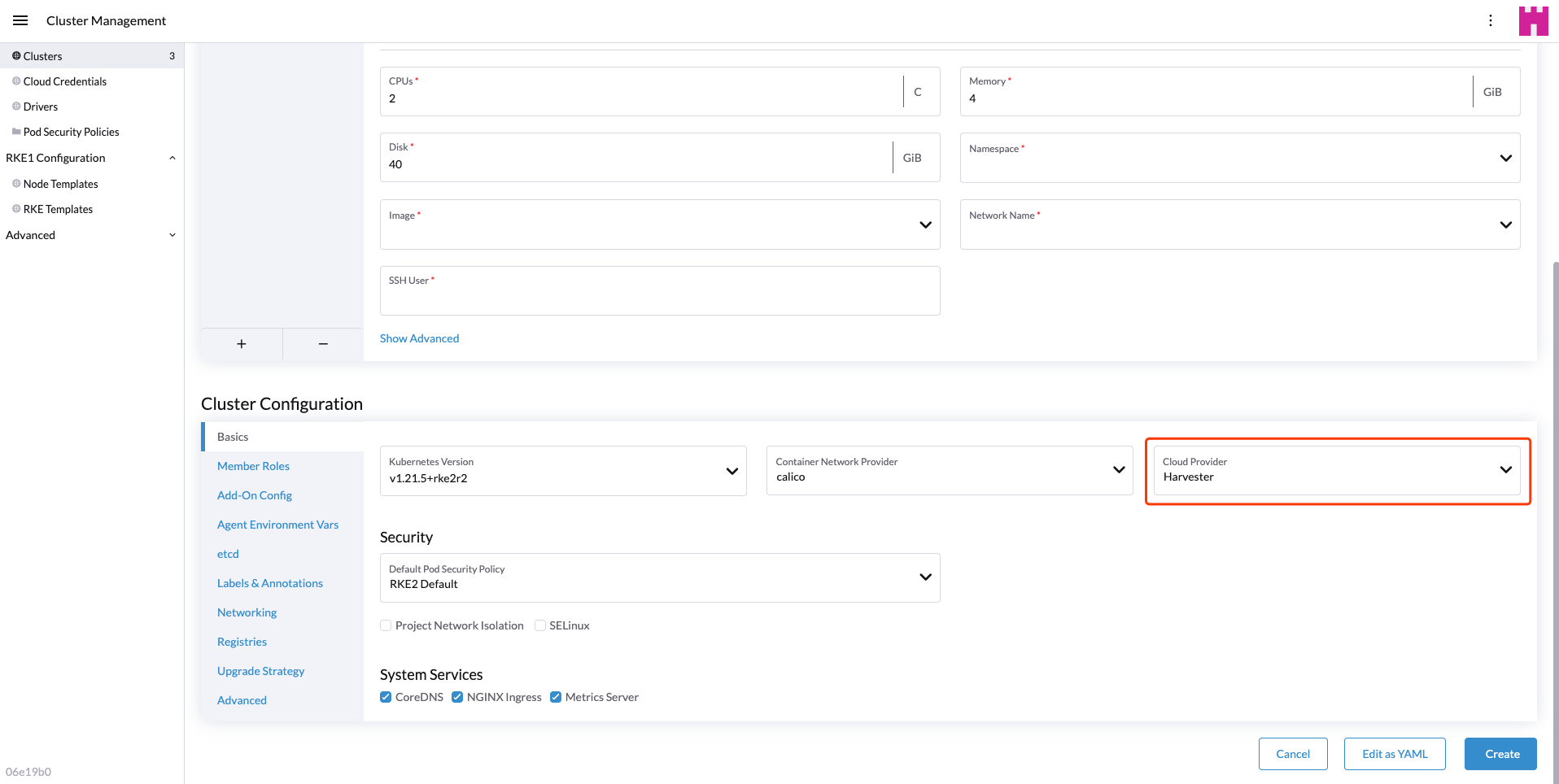 select-harvester-cloud-provider